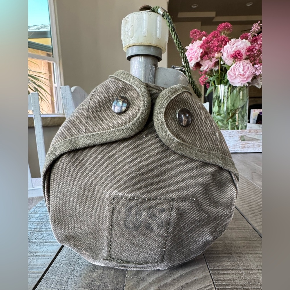 Vintage Military Canteen with Canvas Cover